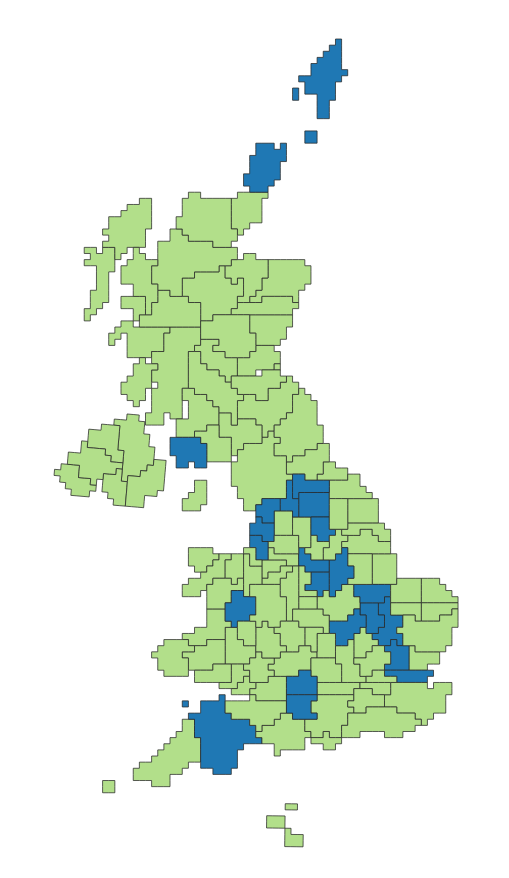 Regional Representative Vacancies map. See text for details.