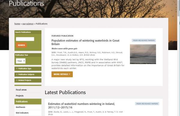 Revised website - publications page