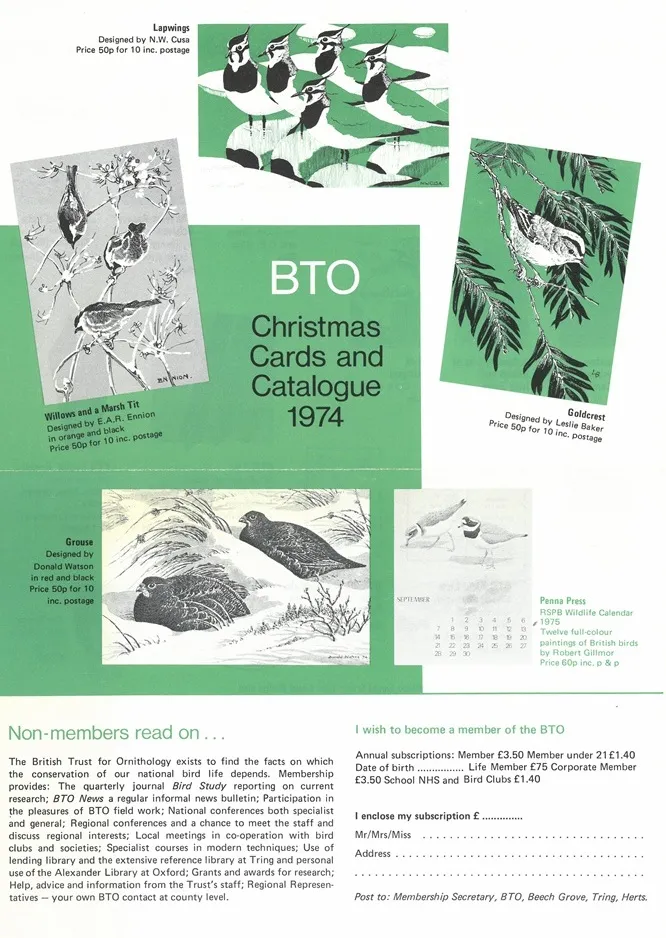 BTO Christmas card catalogue, 1974–75