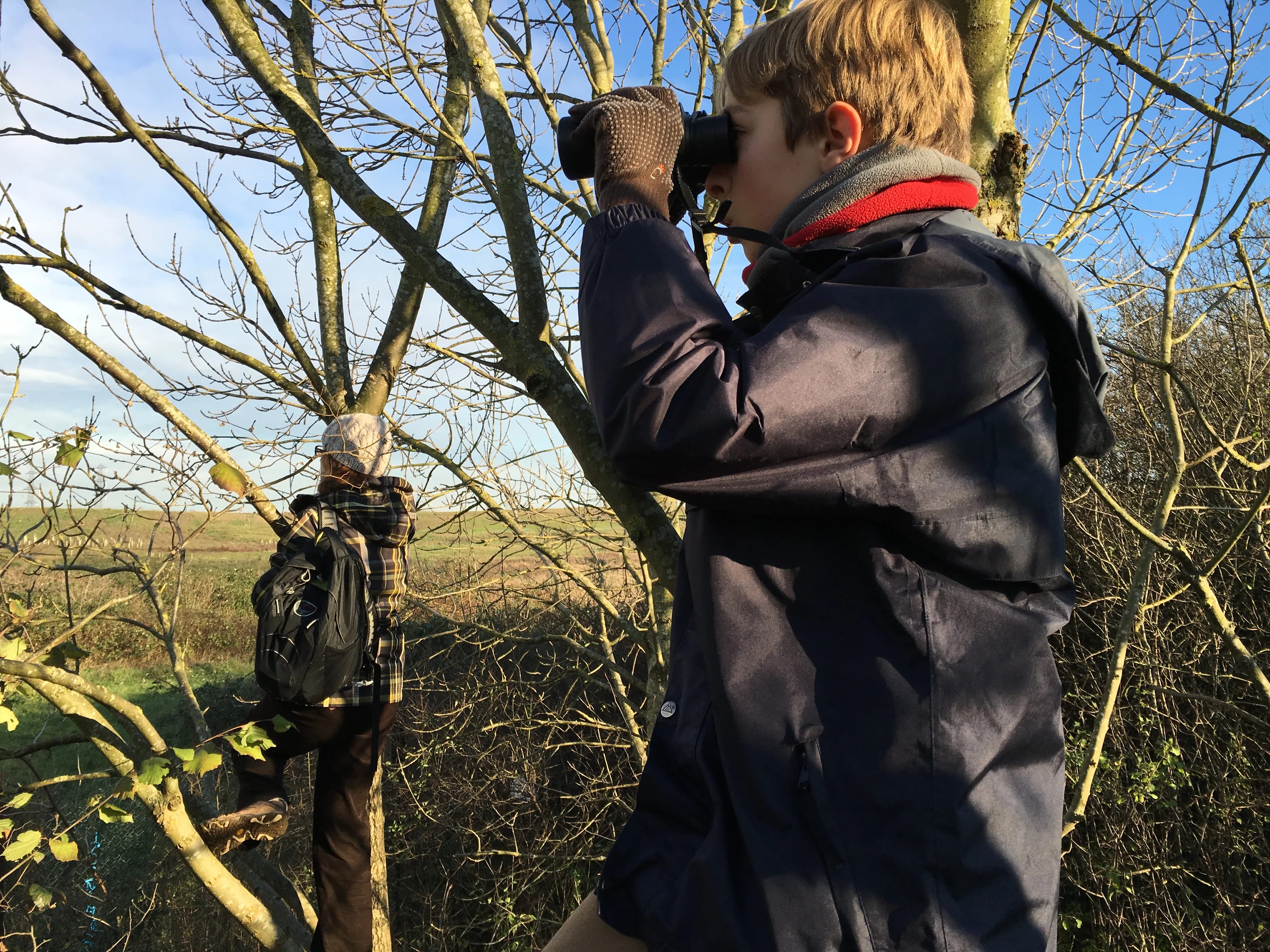 Felix Adams birdwatching as a child in Kent.