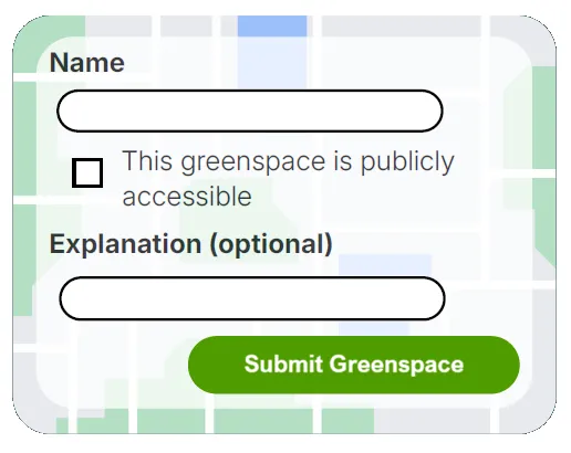 Add a name, indicate if the space is publicly available and click Submit Greenspace