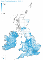 Map showing winter abundance of Magpies